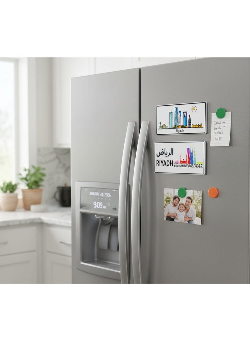 Riyadh City 3D Fridge Magnet Set of 2 – Colorful Skyline Design with Arabic & English Text, Saudi Arabia Souvenir for Home Décor, Travel Collectible, Gift Item for Tourists & Riyadh Lovers - Image 2